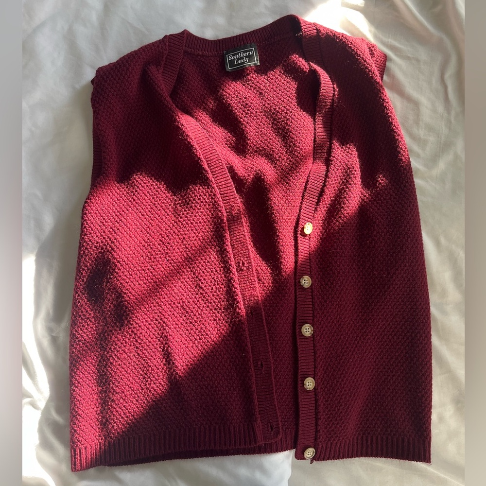 Red button down vest
